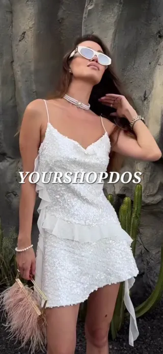 Vestido lentejuelas volantes Zara Talla L