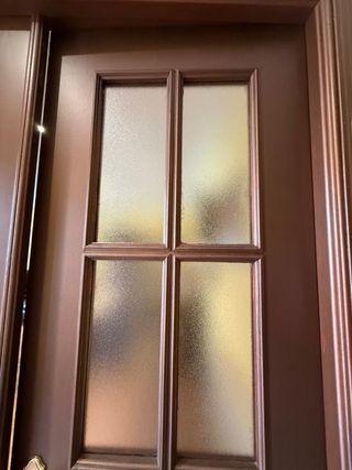 Puerta doble hoja madera salón cristales 62*202,5