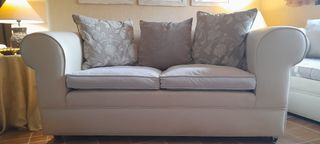 Sofá 2 y 3 plazas cuero sintético crema