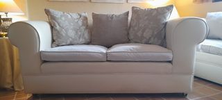 Sofá 2 y 3 plazas cuero sintético crema