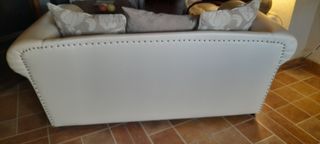 Sofá 2 y 3 plazas cuero sintético crema