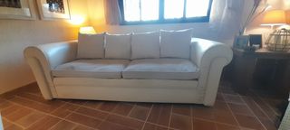 Sofá 2 y 3 plazas cuero sintético crema