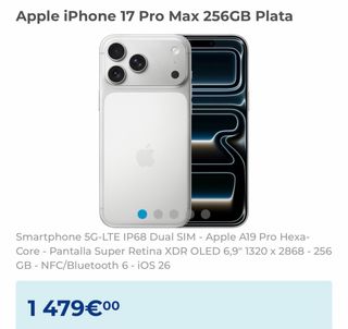 iPhone 17 Pro Max 256GB gris blanco como nuevo !!