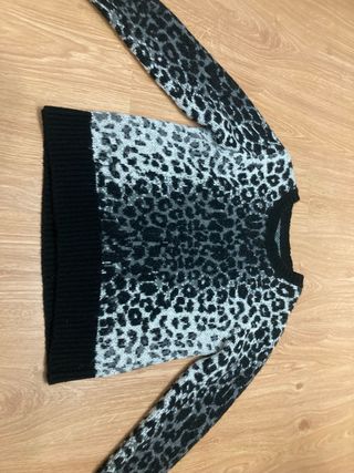 Jersey lana animal print blanco, gris y negro