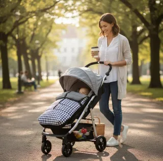 Saco impermeable cuadros silla paseo