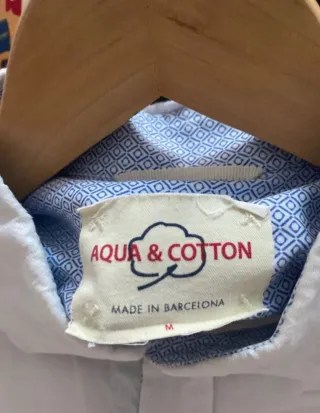 Camisa blanca de manga larga talla M Aqua & Cotton