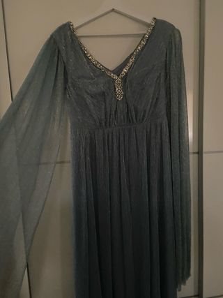 Vestido de fiesta azul plateado