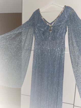 Vestido de fiesta azul plateado