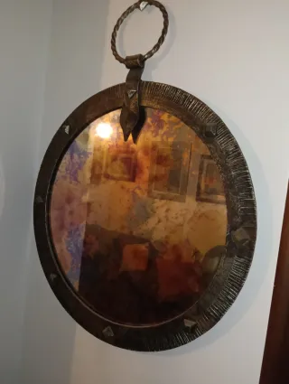 Espejo antiguo metal y cristal