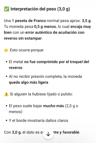 MONEDA DE PESETA DE FRANCO RARA. (Error Acuñación)