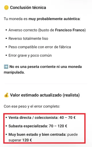 MONEDA DE PESETA DE FRANCO RARA. (Error Acuñación)