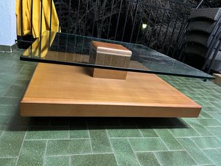 Mesa centro madera de haya y cristal grosor 1cm