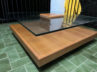 Mesa centro madera de haya y cristal grosor 1cm