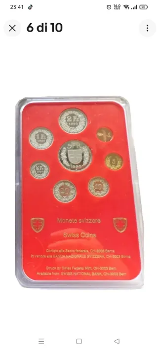 2 divisionali svizzeri Monete Blister Rosso e Nero