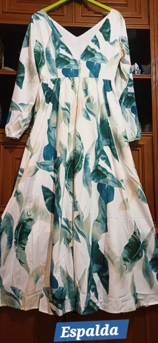 Vestido lar-max escote V. Espalda al aire Abertura