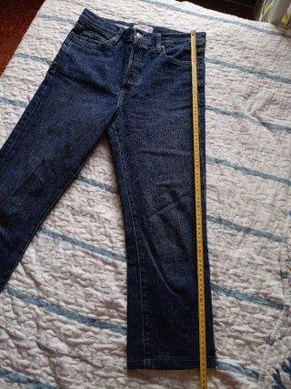 Pantalón Vaquero Recto Mango Mujer Azul S 36