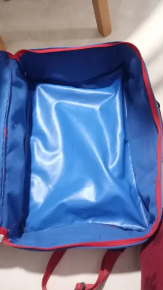 Maleta de tela Minnie Mouse azul y roja