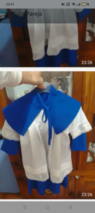 Traje Monaguillo Prendimiento Azul y Blanco