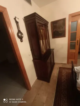 Alacena antigua de madera y cristal