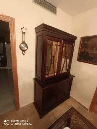 Alacena antigua de madera y cristal