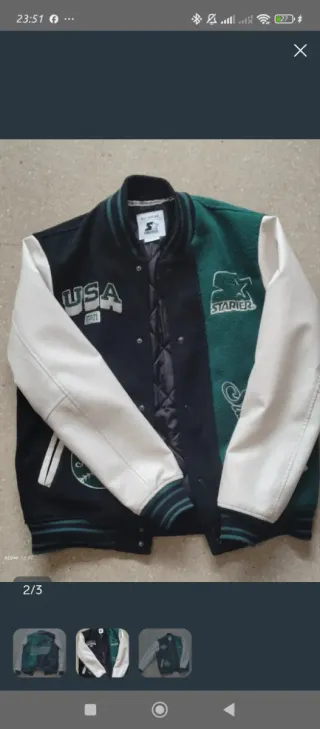 Chaqueta Starter Negra y Verde