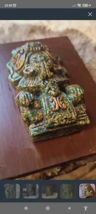 Antiguo Ídolo Azteca Símil Malaquita