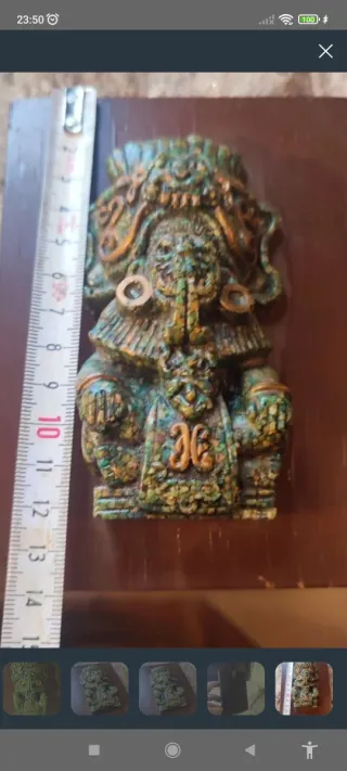 Antiguo Ídolo Azteca Símil Malaquita