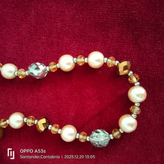 Collar fantasía dorado y multicolor