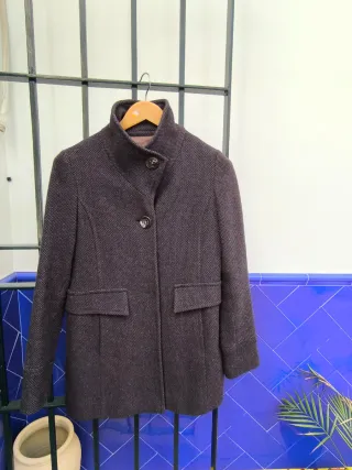 Chaquetón mujer marrón y morado