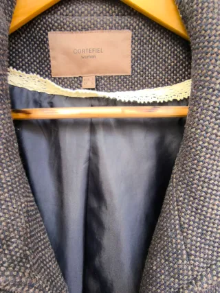 Chaquetón mujer marrón y morado