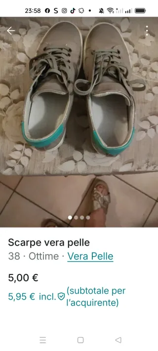 Scarpe vera pelle beige/turchese taglia 38