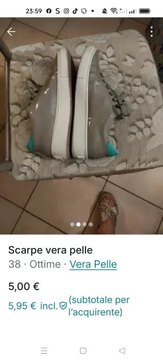 Scarpe vera pelle beige/turchese taglia 38