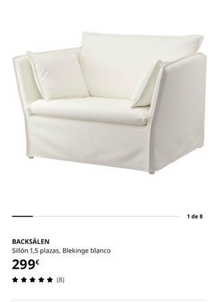 Sillón Backsalen Ikea Blanco como nuevo