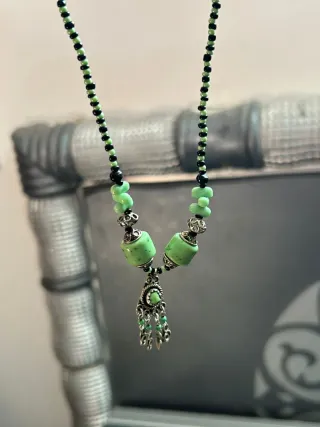 Collar vintage estilo Art Deco con piedras y plata