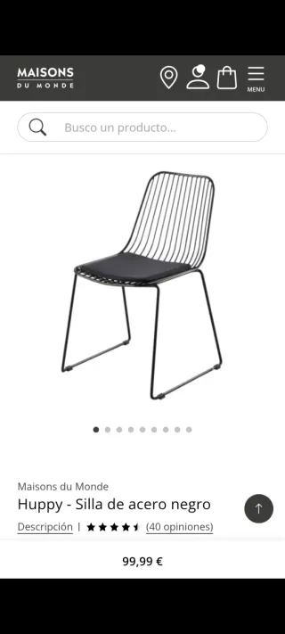 2 Sillas Metal Negras Maisons du Monde