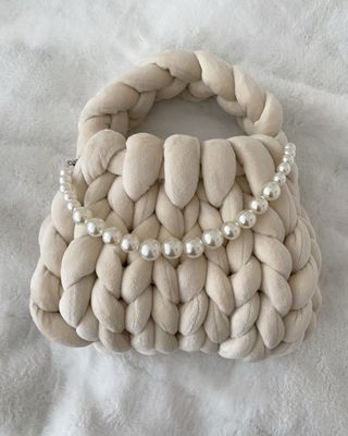 Borsa Chunky Beige con Perle