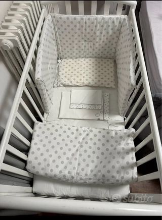Lettino PALI bianco completo – materasso + set coo