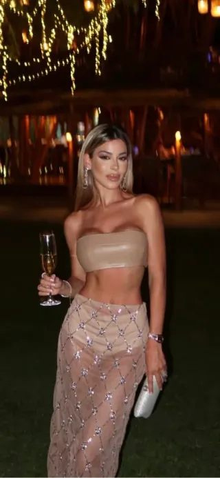 Falda midi Zara bordada abalorios Talla S