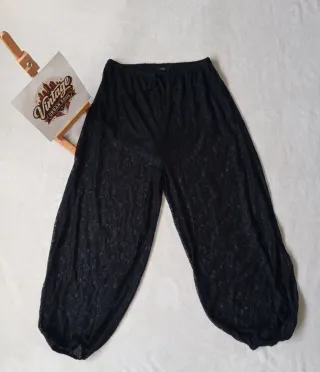 Pantalón Zara Balloon Encaje Negro Talla M