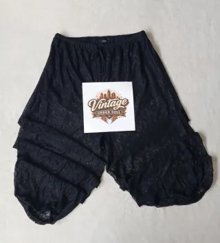 Pantalón Zara Balloon Encaje Negro Talla M