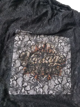 Pantalón Zara Balloon Encaje Negro Talla M