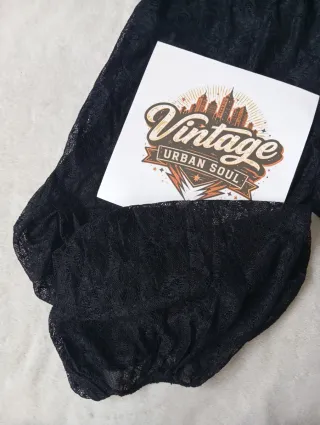 Pantalón Zara Balloon Encaje Negro Talla M