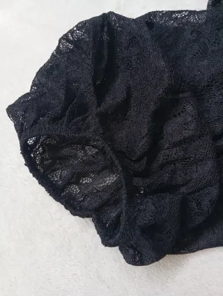 Pantalón Zara Balloon Encaje Negro Talla M