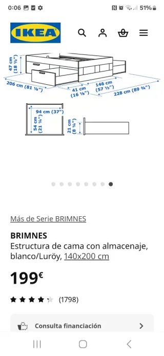 Estructura Cama BRIMNES IKEA 140x200