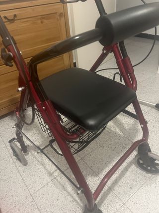 Andador con asiento y cesta