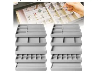 Vassoio impilabile per gioielli con 10 cassetti