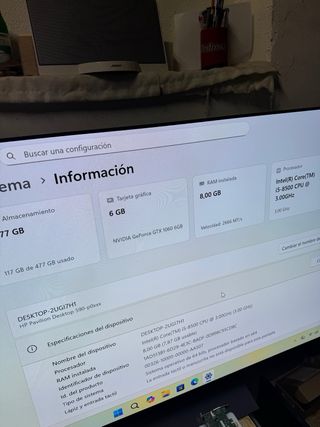 Ordenador HP i5 8500 512GB/8GB GTX 1060 gaming