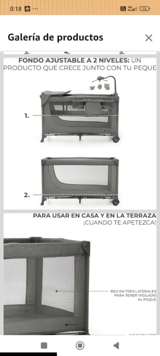 Cuna de Viaje Kinderkraft Joy 2 Gris