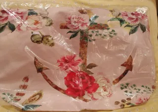 Bolso de tela con ancla y flores