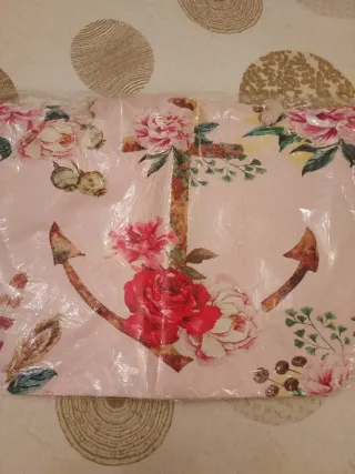 Bolso de tela con ancla y flores